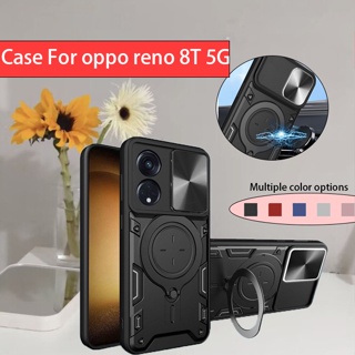 เคสโทรศัพท์มือถือ TPU นิ่ม กันกระแทก ป้องกันกล้อง พร้อมขาตั้ง สําหรับ OPPO Reno 8T 5G Reno8T 8 T