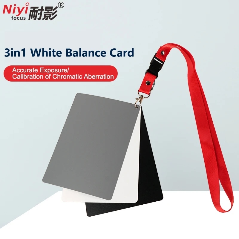 ของขวัญฟรีคุณภาพสูงสีเทา Crad White Balance Card 18% เพิ่มแสง 3 ใน 1 Custom Calibration Camemra Colour