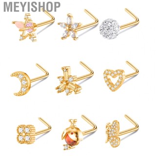 Meyishop Nose Studs Set  Nose Piercing Studs 9pcs Shiny Comfortable Wear  for Daily for Girls