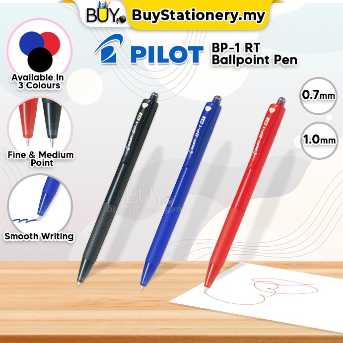 PILOT PEN ปากกานักบิน BP-1 RT Ball Pen สีดําปากกาสีฟ้า Merah ปากกาสีดํา 0.7 1.0 -1s/PCS) Alat Tulis 