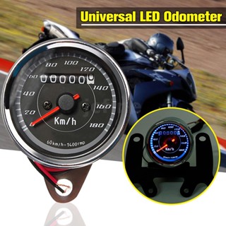 Universal 12V 0-180km/h รถจักรยานยนต์มาตรวัดระยะทาง Speedometer มาตรวัดเมตรคู่สี LED Back Light