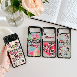 เคสโทรศัพท์มือถือแบบแข็ง ใส ฝาพับ ลายพาวเวอร์พัฟ สาวน่ารัก หรูหรา สําหรับ Samsung Galaxy Z Flip 4 3 5G Z Flip 3 Flip4