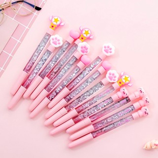 ปากกาสีชมพูหญิงสาวหัวใจแวววาว Fairy Stick Gel Pen สีดำ 0.5 มม. ปากกาน้ำสำหรับนักเรียนเครื่องเขียนเจล[2 ชิ้น / ล็อตเริ่มต้น]