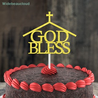 Widebeaucloud God Bless Cross Cake Charm Topper ตกแต่งปาร์ตี้ Glitter Bless Cake Topper Nice