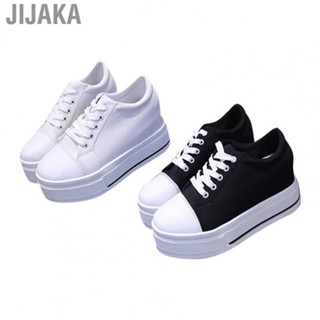 Jijaka Canvas Shoes Breathable 2in Platform Low Top Wear Resistant Casual Shoes for Students