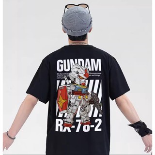 【M-8XL】เสื้อยืดคอกลม แขนสั้น ผ้าฝ้าย พิมพ์ลายการ์ตูนอนิเมะ Mobile Warrior Gundam ขนาดใหญ่ สําหรับผู้ชาย