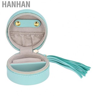 Hanhan Travel Jewelry Box Round Artificial Leather Mini Jewelry Storage Case DC