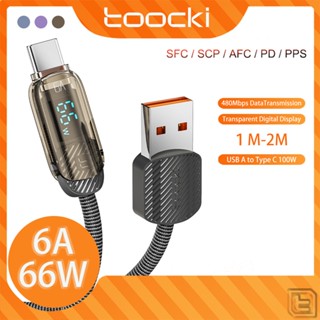 Toocki 6A 66W สายชาร์จเร็ว USB Type C USB2.0 สายเคเบิลข้อมูล QC3.0 ชาร์จเร็วมาก สําหรับ Huawei Xiaomi