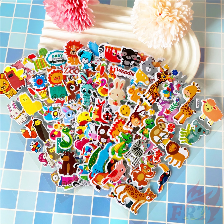 ❀ Zoo Animals Series 01 DIY Rewards Sticker ❀ 12Sheets/set Cartoon 3D Puffy Bubble Stickers Waterpoof Toys PVC Stickers