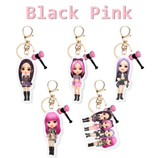 1 ชิ้น Black-Pink การ์ตูน ภาพ อะคริลิค พวงกุญแจ สีดํา สีชมพู พวงกุญแจแขวน ลดราคา JY