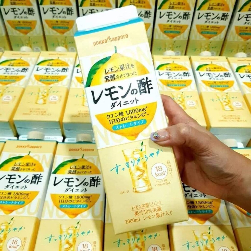 **ลอตใหม่** Pokka sapporo lemon vinegar diet staight 1L