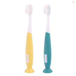 Fanny 2PCS Kids  Soft Bristles Manual Toothbrushes BPA Free with Suction Cup for Boys Girls Age 6-12 Oral Care