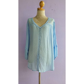 FF03082 เสื้อมือสอง สีฟ้า แบรนด์ ZAC &amp; RACHEL WOMAN อก free-52 นิ้ว