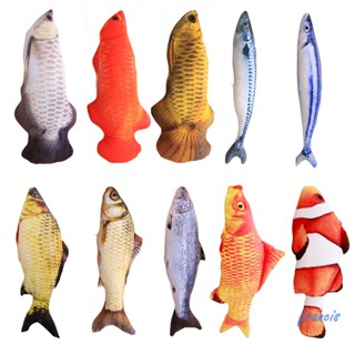 หมอนตุ๊กตาปลาจําลอง 3D ของเล่นเคี้ยวได้ สําหรับสัตว์เลี้ยง แมว