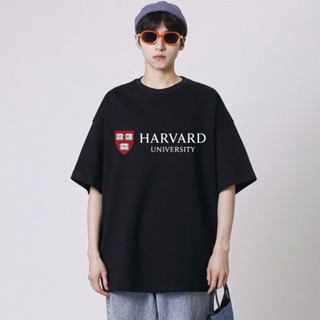 [S-5XL]เสื้อมหาวิทยาลัยฮาร์วาร์ด ผู้หญิง เสื้อยืดคอกลม แขนสั้นHarvard เสื้อยืด oversize ชาย ผ้าคอตตอน เสื้อยืดโลโก้มหาวิ