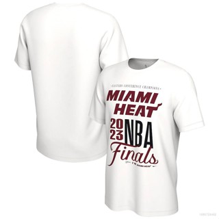 เสื้อยืดแขนสั้น พิมพ์ลาย NBA Playoffs Miami Heat สีขาว พลัสไซซ์ สําหรับผู้ชาย และผู้หญิง 2023