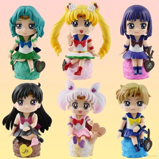 Yb โมเดลฟิกเกอร์เซเลอร์มูน Chibiusa Ami Rei Haruka Hotaru ของเล่น สําหรับเด็กผู้หญิง 6 ชิ้น