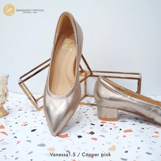 พร้อมส่ง ทรงใหญ่ลด 1 ไซส์ เปลี่ยนไซส์ได้ ไม่รับคืน Zenachoo รุ่น Vanessa1.5 สูง 1 นิ้วครึ่ง รองเท้าหนังแกะแท้หัวแหลม ...