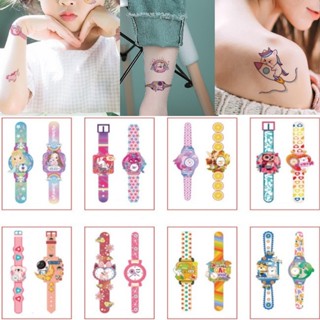 สติกเกอร์รอยสักชั่วคราว ลายการ์ตูนนาฬิกาข้อมือ สีรุ้ง น่ารัก คุณภาพสูง เหมาะกับของขวัญวันเกิด สําหรับเด็ก