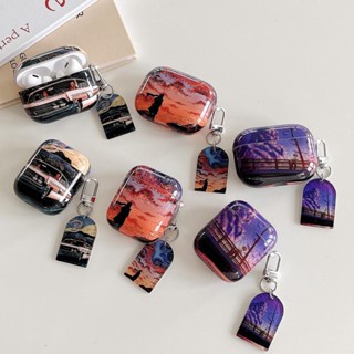 เคสหูฟังบลูทูธไร้สาย Tpu ลายภาพวาดสีน้ํามัน Van Gogh Sunset สําหรับ AirPods 1 2 3 Pro2 2022