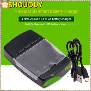 Shououy แท่นชาร์จแบตเตอรี่อัลคาไลน์ LED 1.5V ชาร์จเร็ว สําหรับแบตเตอรี่ AA AAA