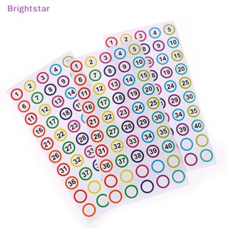 Brightstar ใหม่ ยาทาเล็บ ตัวเลข มีกาวในตัว 1 นิ้ว 10 แผ่น