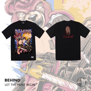 📦พร้อมส่ง BEHIND เสื้อยืด “ LET THE HUNT BEGIN “ แขนสั้น แนวสตรีท  เสื้อยืดชาย หญิง ผ้าฝ้ายบริสุทธิ์ T-shirt