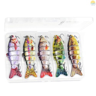 Lixada เหยื่อตกปลา 4 นิ้ว 6 ส่วน เหมือนจริง พร้อมกล่องเก็บ 5 ชิ้น