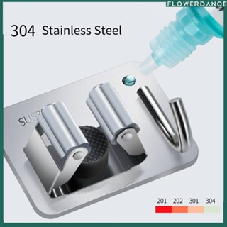 Mop Holder Toilet Accessories Mop Holder 304 Stainless Steel Mop Hook Mop Holder Mop Clip Wall-mounted Toilet Storage Handy Tool ดอกไม้