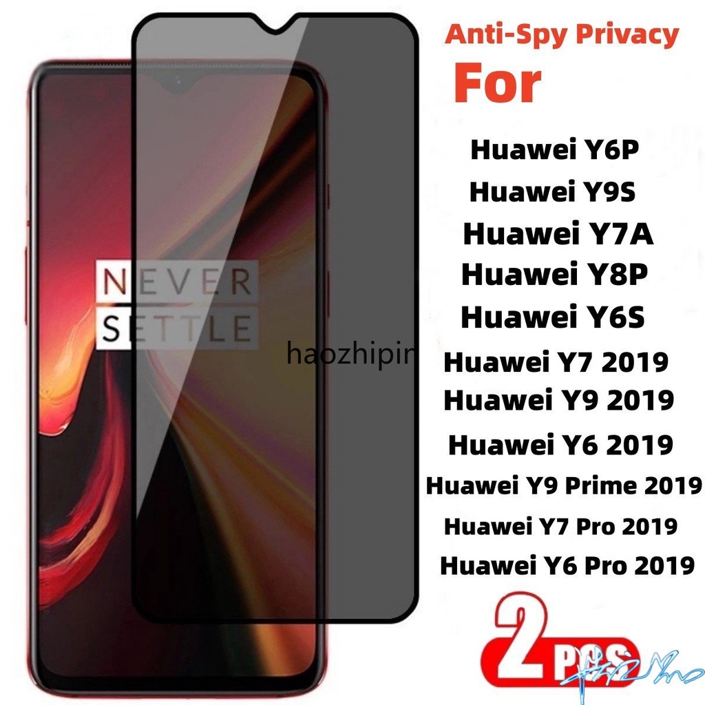 2 ชิ้น Anti-Spy ความเป็นส่วนตัวกระจกนิรภัย Huawei Y7A Y6P Y8P Y9S Y9 Prime Y6S Y7 Y6 Y9 2019 Y7 Y6 P