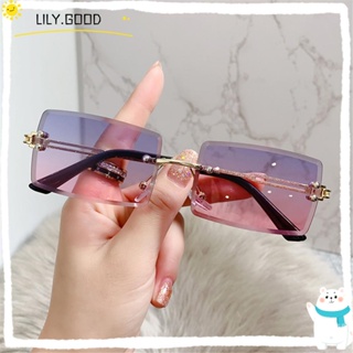 Lily แว่นตากันแดด UV400 ทรงสี่เหลี่ยมผืนผ้า สไตล์เรโทร สําหรับผู้หญิง