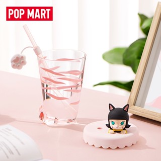 Popmart POPMART MOLLY แก้วน้ําใส ลายกรงเล็บแมวน่ารัก สีชมพู ของขวัญวันฉลุลาย