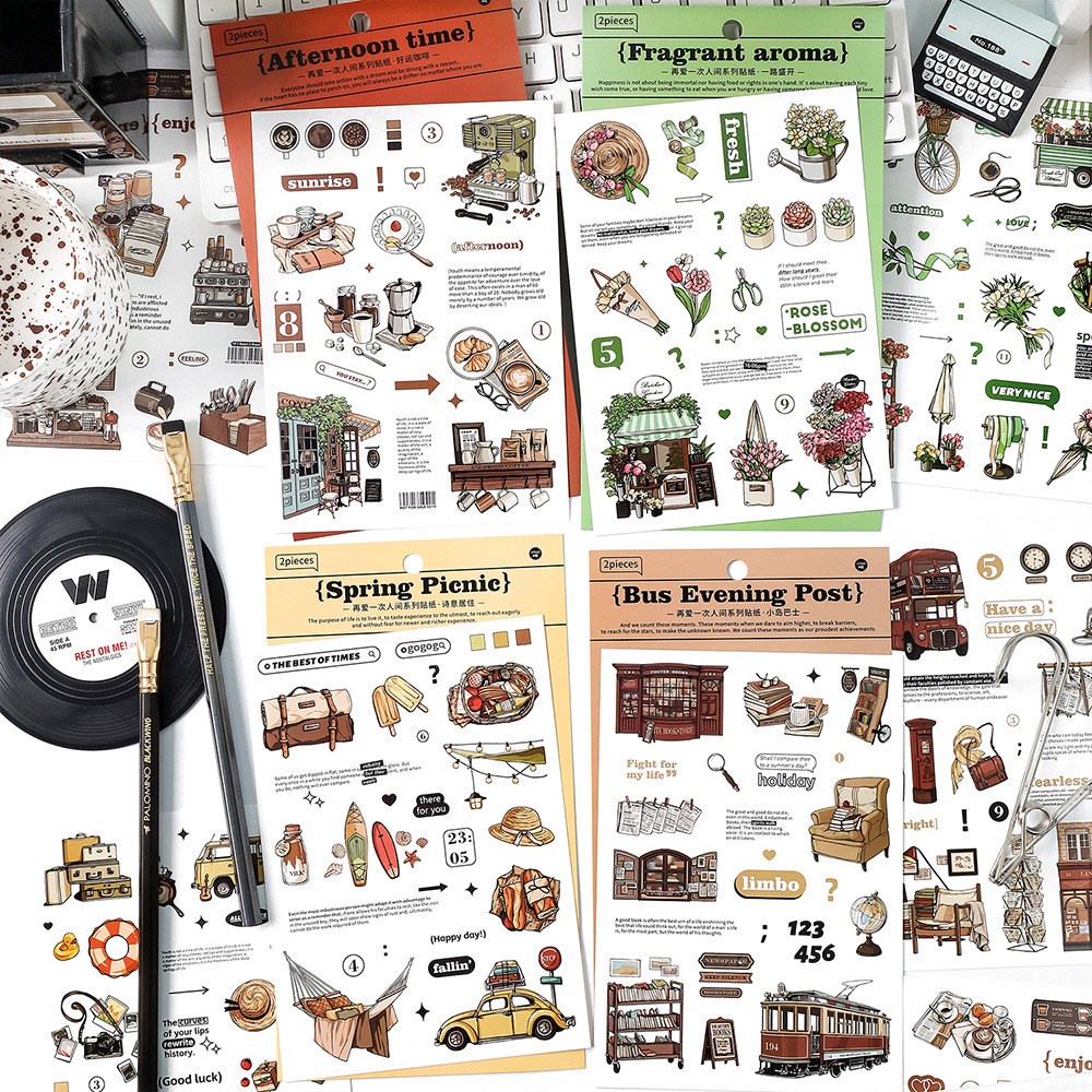 2 ชิ้น Vintage Coffee Scrapbooking DIY สติกเกอร์ชายามบ่ายกาว Washi สติกเกอร์ป้ายสําหรับ Craft Journaling แล็ปท็อป
