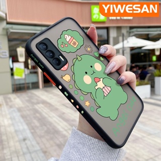 สําหรับ Realme V15 5G เคสการ์ตูนไดโนเสาร์น้อยน่ารัก ดีไซน์ใหม่ บาง ฝ้า เคสโทรศัพท์แข็ง ขอบซิลิโคน กันกระแทก เคสป้องกัน