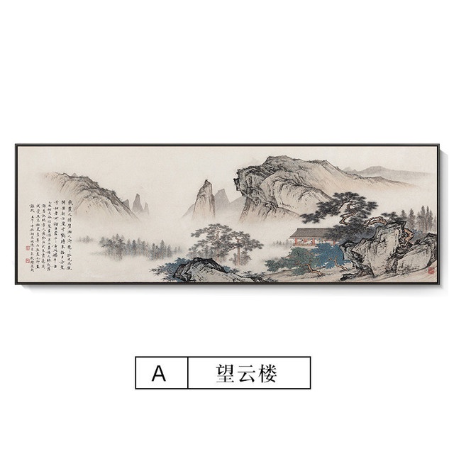 ภาพวาดผ้าใบ รูปภูเขา และแม่น้ํา สไตล์จีนดั้งเดิม สําหรับตกแต่งผนังบ้าน สํานักงาน ห้องนั่งเล่น - รูปที่ 5