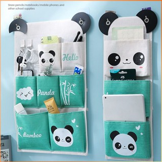 3/7 Grid Cartoon Cotton Linen Storage Hanging Bag Multi-functional Storage Organisation Home Hanging Bag -FE