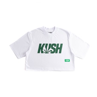 KUSH Co. WOMENS OG LOGO GREEN (White) Cropped Top