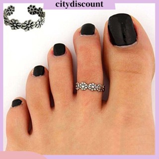 &lt;citydiscount&gt; แหวนชุบเงิน ปรับได้ สไตล์วินเทจ เครื่องประดับชายหาด สําหรับผู้หญิง 2 ชิ้น