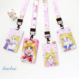 SHANHAI กระเป๋าใส่บัตรเครดิต ลายการ์ตูนเซเลอร์มูนน่ารัก พร้อมสายคล้อง แบบพกพา