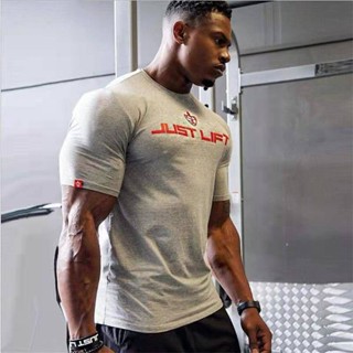 Summer Short Sleeve Mens Sports and Leisure Workout Elastic Sweat-Absorbent Breathable Fitness T-shirt Cotton zqaY