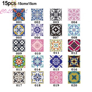 【COLORFUL】Tile Stickers Kitchen PVC Part Self-adhesive Stick Stickers Vinyl Art 15Pcs