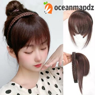 OCEANMAPDZ ที่คาดผมปลอม ผมหน้าม้า 3D สังเคราะห์ สีน้ําตาล ทนความร้อน สําหรับผู้หญิง