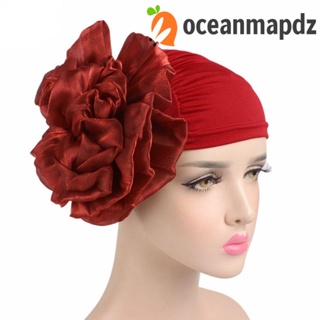 OCEANMAPDZ หมวกฮิญาบ ผ้าซาติน ลายดอกไม้ สีพื้น แบบเรียบง่าย สไตล์มุสลิม สําหรับผู้หญิง