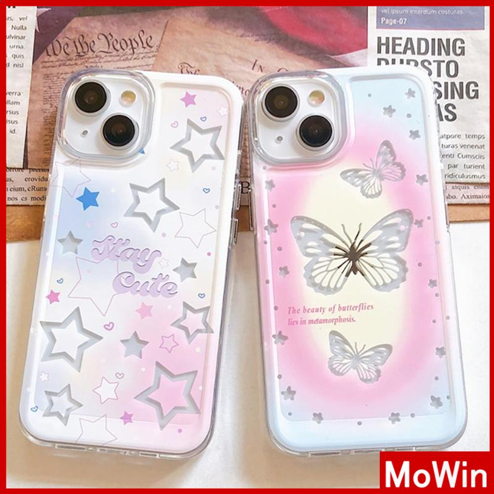 Mowin - เข้ากันได้สำหรับ 15 เคสไอโฟน11 เคส iphone 11 เคส iPhone เคสใส TPU Soft กันกระแทกปุ่มชุบไฟฟ้า Simple Butterfly Star เข้ากันได้กับ iPhone 13 Pro max 12 Pro Max 11 xr xs max 7Plus 8Plus