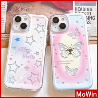 Mowin - เข้ากันได้สำหรับ เคสไอโฟน เคสไอโฟน11 เคส iphone 11 เคส iPhone เคสใส TPU Soft กันกระแทกปุ่มชุบไฟฟ้า Simple Butterfly Star เข้ากันได้กับ iPhone 13 Pro max 12 Pro Max 11 xr xs max 7Plus 8Plus