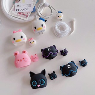 【พร้อมส่ง】เคสซิลิโคน ลายการ์ตูนโดนัลด์ดั๊ก สําหรับถนอมสายชาร์จ USB 3 ชิ้น ต่อชุด