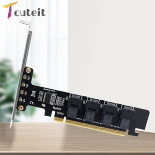 อะแดปเตอร์การ์ดแยก SFF-8643 NVME PCIE SSD PCI-E 16X เป็น 4 พอร์ต U.2 SFF-8643 8639