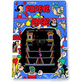 ป้ายโลหะดีบุก Tinworld TIN C494 Popeye Arcade Game สไตล์เรโทร สําหรับตกแต่งห้อง