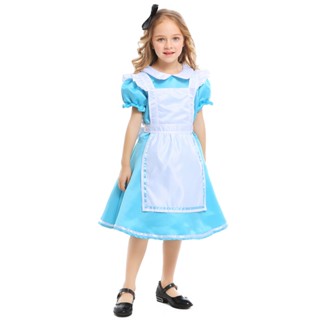 เครื่องแต่งกาย ชุดแม่บ้านเจ้าหญิง Alice in Wonderland สําหรับปาร์ตี้ฮาโลวีน