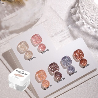 สีเจล Xeijayi New Summer Ice Permeable Mesh Red Mica Shell Glue Nail Enhancement Large Sequins Nail Oil Glue nuuo